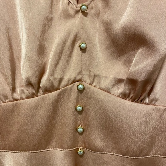 SHEIN Lantern Sleeve Buttoned Front Ruched Bust Dress - Picture 6 of 6